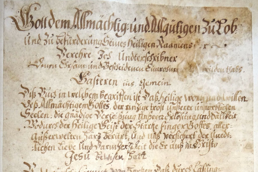 Gasternbibel Ulrich Thormann Widmung